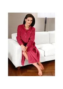 Morgenmantel Plantier, Damen, Gr. 56/58, rot (weinrot), Baumwolle, unifarben, Langform, Hausm&auml;ntel