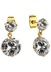 Paar Ohrstecker Firetti "Schmuck Geschenk Ohrschmuck glitzernd", gold (gelbgoldfarben, kristallwei&szlig;, kristallwei&szlig;), Ohrringe, Damen, Edelstahl, mit Zirkonia (synth.)