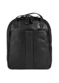 Cityrucksack CLUTY, Damen, Gr. B/H/T: 26cm x 7cm, onesize, schwarz, Leder, Rindsleder, Retro, Rucks&auml;cke Cityrucksack, echt Leder