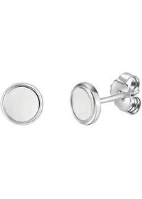 Paar Ohrstecker Firetti "Schmuck Geschenk, Ohrringe Kreis rund, Silber 925", bunt (silberfarben, wei&szlig;), Ohrringe, Damen, 7mm, Silber 925 (Sterlingsilber), mit Lack