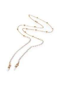 Brillenkette Firetti "feminin, elegant", gold (gelbgoldfarben, wei&szlig;), Trageb&auml;nder, DamenL:78cm, Gummi, Metall, mit Acrylperlen, L:78cm