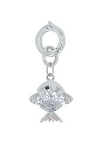 Charm-Einh&auml;nger Amor "Fisch-Optik", schwarz (silberfarben, kristallwei&szlig;, schwarz, kristallwei&szlig;, schwarz), Charms, Damen, Silber 925 (Sterlingsilber), mit Zirkonia (synth.)