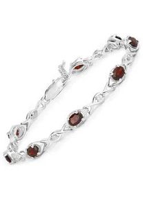 Armband VIRA JEWELS "925-Sterling Silber rhodiniert Gl&auml;nzend Granat bordeaux", wei&szlig;, Armb&auml;nder, Damen, 19cm, Silber 925 (Sterlingsilber), gl&auml;nzend, Armband