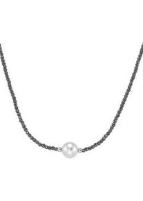Collier Smart Jewel "mit Edelstein-Kugeln + Muschelkern-Perle, Silber 925", grau, Halsketten, Damen, 45cm, Silber 925 (Sterlingsilber), Collier