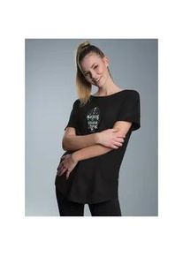 T-Shirt TRIGEMA "TRIGEMA Oversized T-Shirt mit Printmotiven", Damen, Gr. M, schwarz, Single Jersey, 100% Baumwolle, Basic, ohne Ausschnitt, Shirts T-Shirt