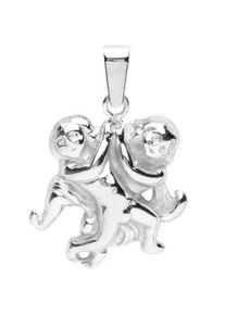 Kettenanh&auml;nger OSTSEE-SCHMUCK "OSTSEE-SCHMUCK Anh&auml;nger Tierkreiszeichen Zwillinge", wei&szlig;, Schmuckanh&auml;nger, Damen, 25 x 18mm, Silber 925 (Sterlingsilber), 2,1 g, Kettenanh&auml;nger