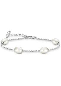 Perlenarmband Thomas Sabo "Natural Beauty Armband fein, Bold Elegance" Gr. 19, bunt (silberfarben, wei&szlig;), Armb&auml;nder, Damen, 19, Perlen Silber 925 (recycelt), Perlen, Silber 925 (recycelt), Perlenarmband, mit S&uuml;&szlig;wasserzuchtperle