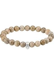 Charm-Armband Thomas Sabo "Charm Club: Bead-Armband Daisy Jaspis" Gr. 19, silber (silberfarben, natur, natur), Armb&auml;nder, Damen, 19, Silber 925 (recycelt), Charm-Armband, mit Jaspis