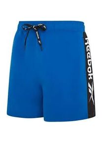 Badeshorts Reebok "Clayton", Herren, Gr. L, N-Gr, blau (vector blau), Microfaser, Polyester, unifarben, Badehosen Badeshorts, mit Kordelzug und elastischem Bund, mit Logo, schnell trocknend, basic