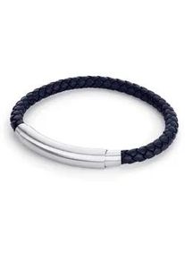 Lederarmband Fynch-Hatton "Schmuck Geschenk Armband The Leather Classic", blau (edelstahlfarben, blau), Armb&auml;nder, Herren, 26cm, Edelstahl Leder, Edelstahl, Leder, Lederarmband