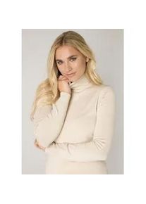 Rollkragenpullover Base Level "Yuen", Damen, Gr. 44, beige (light beige), Strick, Obermaterial: 80% Viskose, 20% Polyamid, unifarben, figurbetont h&uuml;ftlang, Rundhals, eng, Pullover Rollkragenpullover, mit Viskose