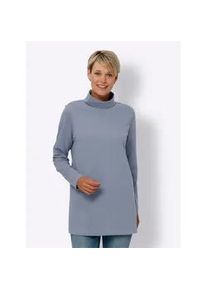 Longshirt Classic Basics "Longshirt", Damen, Gr. 54, blau (taubenblau), 100% Baumwolle, unifarben, Shirts Longshirt