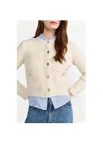 Cardigan RICHROYAL, Damen, Gr. XL, caffee latte, Strick, Obermaterial: 61% Polyacryl, 21% Wolle, 18% Polyester, gerade kurz, Rundhals, Rippb&uuml;ndchen, Strickjacken, Boucle, gerader Form, Schmuckkn&ouml;pfe, Rundhals