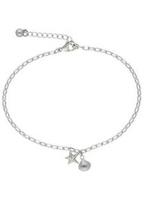 Fu&szlig;kette Firetti "Schmuck Geschenk K&ouml;rperschmuck Maritim Seestern+Muschel Ankerkette", silber (edelstahlfarben), Fu&szlig;ketten, Damen, Edelstahl