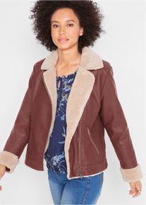bonprix Lederimitat-Jacke gef&uuml;ttert, braun, Gr.40, Modern gef&uuml;tterte Lederimitat-Jacke, 91% Polyester (recycelt)