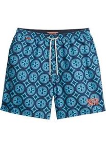 Superdry f&uuml;r Herren. M3010250A Badeanzug mit blauem Mosaikmuster (M), Strandbekleidung, Recyceltes Polyester, Nachhaltig