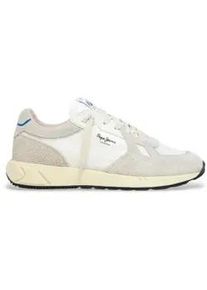 Pepe Jeans f&uuml;r Herren. PMS60036 Marlon Divided Lederturnschuhe wei&szlig;, grau (45), Wohnung, Wildleder, Schn&uuml;rsenkel, L&auml;ssig