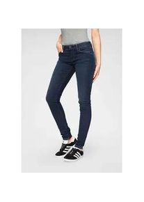 Skinny-fit-Jeans Pepe Jeans "SOHO", Damen, Gr. 32, L&auml;nge 32, blau (h45 schwarz used worn), Denim/Jeans, Obermaterial: 84% Baumwolle, 14% Polyester, 2% Elasthan, skinny fit lang, Jeans, im 5-Pocket-Stil mit 1-Knopf Bund und Stretch-Anteil