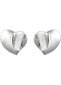 Paar Ohrstecker Jobo "Herz", silber (silber 925), Ohrringe, Damen, Silber 925 (Sterlingsilber), 925 Silber eismatt