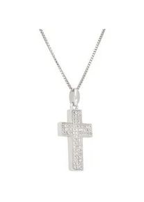 Kette mit Anh&auml;nger Firetti "Schmuck Geschenk Silber 925 Halsschmuck Halskette Venezianer Kreuz", bunt (silberfarben, wei&szlig;), Halsketten, Damen, Silber 925 (Sterlingsilber), L: 45 B: 0,9mm, mit Zirkonia (synth.), B:0,9mm