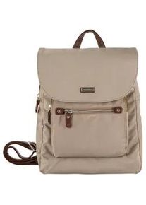 Cityrucksack Tom Tailor "RINA", Damen, Gr. B/H/T: 26cm x 31cm x 8,5cm, grau (taupe), Nylon, unifarben, Rucks&auml;cke Cityrucksack, mit super leichtem Gewicht