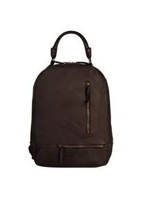 Cityrucksack Samantha Look, Damen, Gr. B/H/T: 27cm x 36cm x 13cm, onesize, braun, Leder, Rindsleder, Retro, Rucks&auml;cke Cityrucksack, echt Leder, Made in Italy