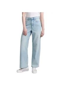 Weite Jeans Tom Tailor DENIM "LINOU", Damen, Gr. M (38), L&auml;nge 32, clean bleached blau denim, Denim/Jeans, Obermaterial: 43% Polyester, 33% Baumwolle, 22% Lyocell, 2% Elasthan, unifarben, weit kn&ouml;chellang, Jeans, im Five-Pocket Style