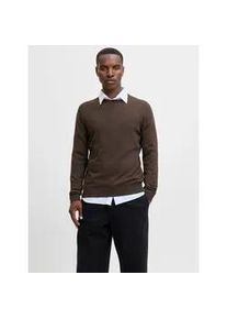 Jack & Jones Rundhalspullover JACK & JONES "JJEEMIL KNIT CREW NECK NOOS", Damen, Gr. S, mulch detail:twist, Strick, Obermaterial: 60% Baumwolle, 20% Nylon, 20% Viskose, unifarben, regular fit taillenbedeckt, Rundhals, Rippb&uuml;ndchen, Pullover Rundhalspullover, Baumwollmischung, regular fit