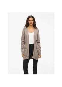 Strickjacke Vila "VIRIL OPEN L/S KNIT CARDIGAN - NOOS", Damen, Gr. S, falcon detail:melange, Strick, Obermaterial: 50% Viskose, 27% Nylon, 23% Polyester, meliert, regular fit h&uuml;ftbedeckend, V-Ausschnitt, Strickjacken Strickjacke, Viskosemischung, regular fit