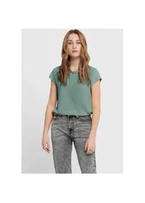 Kurzarmbluse Only "ONLVIC &ndash; feminines Blusenshirt in lockerer Form", Damen, Gr. 40, gr&uuml;n (jadeite), Web, Obermaterial: 97% Polyester, 3% Elasthan, unifarben, regular fit Po-bedeckend, Rundhals, Blusen, regular fit, Web, Kunstfaser, Rundhals, unifarben