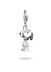 Charm-Einh&auml;nger Thomas Sabo "Thomas Sabo x Peanuts Snoopy Charm - Original", silberfarben, schwarz, rot, Charms, Damen, Silber 925 (recycelt)