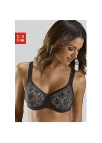 Minimizer-BH Nuance, Damen, Gr. 80, Cup F, bunt (schwarz, nougat), Spitze, Obermaterial: 79% Polyamid, 15% Polyester, 6% Elasthan, BHs Minimizer-BH, mit unterlegter Jacquardspitze, Dessous