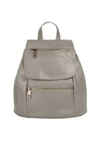 Cityrucksack Samantha Look, Damen, Gr. B/H/T: 24cm x 27cm x 11cm, onesize, grau, Leder, Rindsleder, beschichtet, leicht gl&auml;nzend, Rucks&auml;cke Cityrucksack, echt Leder, Made in Italy