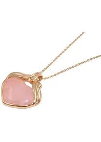Kette mit Anh&auml;nger Firetti "Schmuck Geschenk Herz", bunt (gelbgoldfarben, rosa), Halsketten, Damen, Edelstahl, L: 55 B: 2mm, Made in Germany - mit Rosenquarz, B:2mm