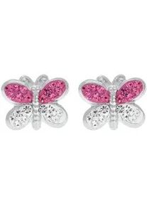 Paar Ohrstecker Firetti "Schmuck Geschenk Silber 925 Ohrschmuck Schmetterling", bunt (silberfarben, rosa, wei&szlig;, rosa), Ohrringe, M&auml;dchen, Silber 925 (Sterlingsilber), mit Kristallstein