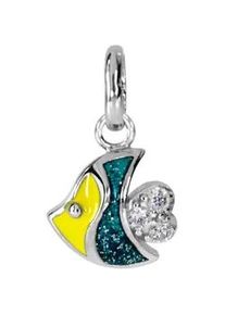 Kettenanh&auml;nger OSTSEE-SCHMUCK "OSTSEE-SCHMUCK Anh&auml;nger kleiner Fisch Anh&auml;nger kleiner Fisch", gr&uuml;n, Schmuckanh&auml;nger, Damen, 16 x 9mm, Silber 925 (Sterlingsilber), 0,7 g, Kettenanh&auml;nger