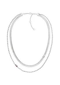 Edelstahlkette Tommy Hilfiger "LAYERED SET", edelstahlfarben, Halsketten, Damen, Edelstahl, L: 45,5 B: 5mm, Edelstahlkette, B:5mm