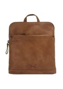 Cityrucksack Sansibar, Damen, Gr. B/H/T: 24cm x 23cm x 7cm, onesize, braun (cognac), Leder, Rindsleder, Rucks&auml;cke Cityrucksack, echt Leder
