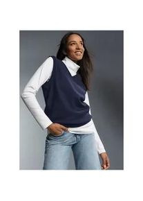 Pullunder TRIGEMA "TRIGEMA Pullunder in Waffeloptik", Damen, Gr. XL, blau (navy), Piqu&eacute;, 100% Baumwolle, Basic, V-Ausschnitt, Pullover Pullunder