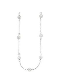 Silberkette "Schmuck Geschenk Halskette", silber (wei&szlig;goldfarben, wei&szlig;), ANISTON JEWELRY & WATCHES, Halsketten, Damen, Perlen Silber 925 (Sterlingsilber), L: 47 B: 1mm, Perlen, Silber 925 (Sterlingsilber), Silberkette, mit Naturperle, B:1mm