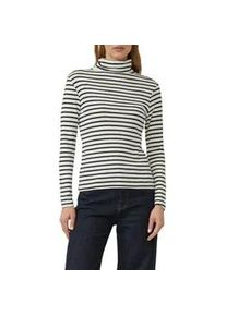 Rollkragenshirt s.Oliver, Damen, Gr. 46, blau, Web, Obermaterial: 100% Baumwolle, gestreift, regular fit normal, ohne Ausschnitt, gerader Abschluss, Shirts, mit Streifen Muster