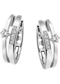 Paar Creolen Firetti "Schmuck Geschenk Silber 925 Ohrschmuck Solit&auml;r-Optik glitzernd", silber (silberfarben, kristallwei&szlig;, kristallwei&szlig;), Ohrringe, Damen, Silber 925 (Sterlingsilber), mit Zirkonia (synth.)