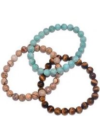 Armband Set Firetti "Multipack Schmuck Geschenk Zugarmb&auml;nder Steinarmband Edelstein", blau (blau, braun, blau, braun), Armb&auml;nder, Damen, 20cm, Silikon Stein, Silikon, Stein, Made in Germany - mit Amazonit, Tigerauge, Jaspis