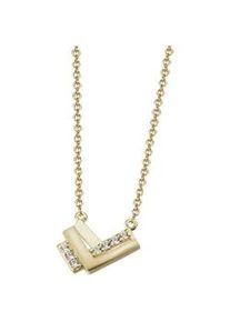 Kette mit Anh&auml;nger Firetti "Schmuck Geschenk Silber 925 Halsschmuck Halskette Spitze", gold (gelbgoldfarben, kristallwei&szlig;), Halsketten, Damen, Silber 925 (Sterlingsilber), L: 45 B: 1,1mm, mit Zirkonia (synth.), B:1,1mm