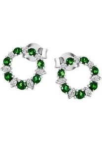 Paar Ohrstecker Firetti "Schmuck Geschenk Silber 925 Ohrschmuck", gr&uuml;n (silberfarben, gr&uuml;n, kristallwei&szlig;, gr&uuml;n, kristallwei&szlig;), Ohrringe, Damen, 11,2mm, Silber 925 (Sterlingsilber), mit Zirkonia (synth.)