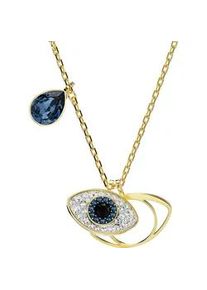 Kette mit Anh&auml;nger Swarovski "Symbolica B&ouml;ser Blick magisches Auge", blau (gelbgoldfarben, metallfarben, blau,schwarz,kristallklar), Halsketten, Damen, Metall, L: 45, mit Swarovski Kristall