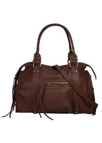 Shopper FORTY, Damen, Gr. B/H/T: 38cm x 25cm x 14cm onesize, braun, Leder, leicht gl&auml;nzend, unifarben, Taschen Shopper, echt Leder, Made in Italy