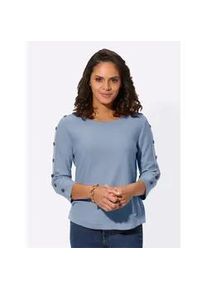 3/4 Arm-Pullover Casual Looks "3/4-Arm-Pullover", Damen, Gr. 48, blau (bleu), 50% Baumwolle, 50% Polyacryl, unifarben, Pullover