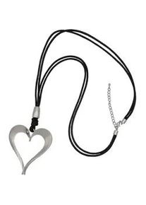 Lederband Firetti "Endless Love", schwarz (metallfarben, schwarz), Halsketten, Damen, Metall Polyurethan, L: 82 B: 2,5mm, Metall, Polyurethan, B:2,5mm