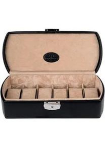 Uhrenbox Windrose "Merino, 803740.08", schwarz (schwarz, beige), Aufbewahrungsboxen, DamenB:26cm H:7,5cm T:11,5cm, Aufbewahrung, Uhrenetui, max.&Oslash; Uhren 36mm, Armbanduhr, Geschenkidee, B:26cm H:7,5cm T:11,5cm
